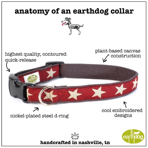 Decorative adjustable hemp dog collar – handmade, hypoallergenic, and eco-friendly by Earthdog