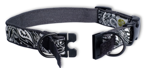 earthdog decorative hemp breakaway collar in Owney shown open
