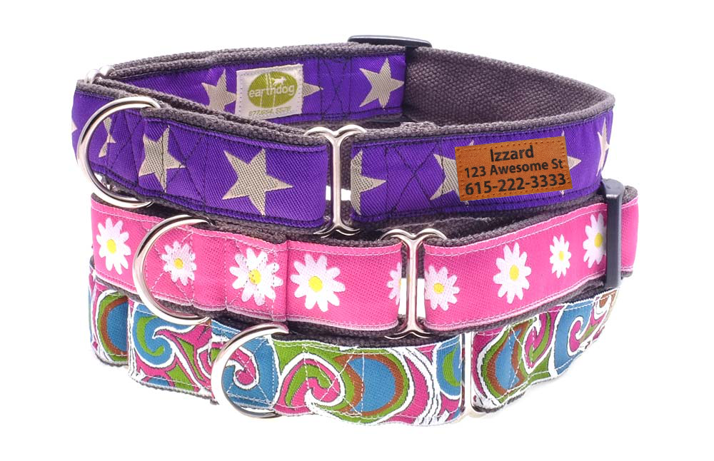 earthdog eco friendly hemp martingale dog collars in three styles