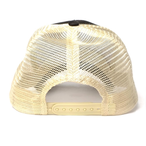 back of earthdog eco friendly trucker hat with embroidered logo patch