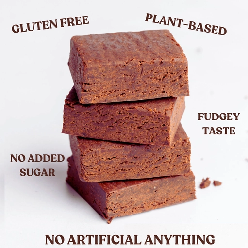elavi chocolate protein brownies are available now in kym's vegan market