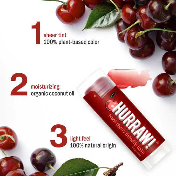 hurray black cherry vegan lip balm