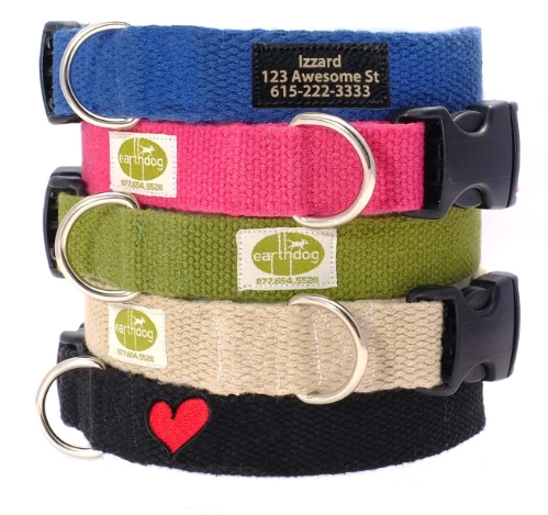 earthdog natural hypoallergenic adjustable hemp dog collars in 6 colors