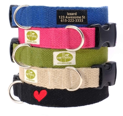 earthdog natural hypoallergenic adjustable hemp dog collars in 6 colors