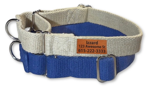 earthdog hemp solid martingale collar with custom id tag