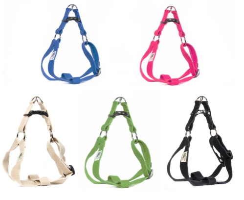 earthdog solid hemp step-in dog harnesses in a variety of colors
